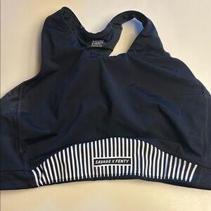 Savage X Fenty Black and White Striped Sports Bra 3X